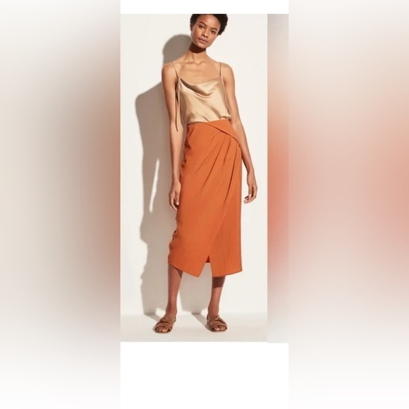 Vince Carnation Asymmetrical Cascade Drape Midi  Skirt Blue , size 0 - Picture 9 of 11